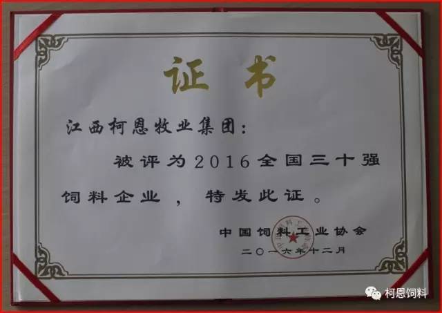 2016年全國三十強飼料企業