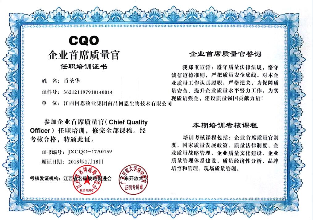 CQO企業首席質量官（肖）