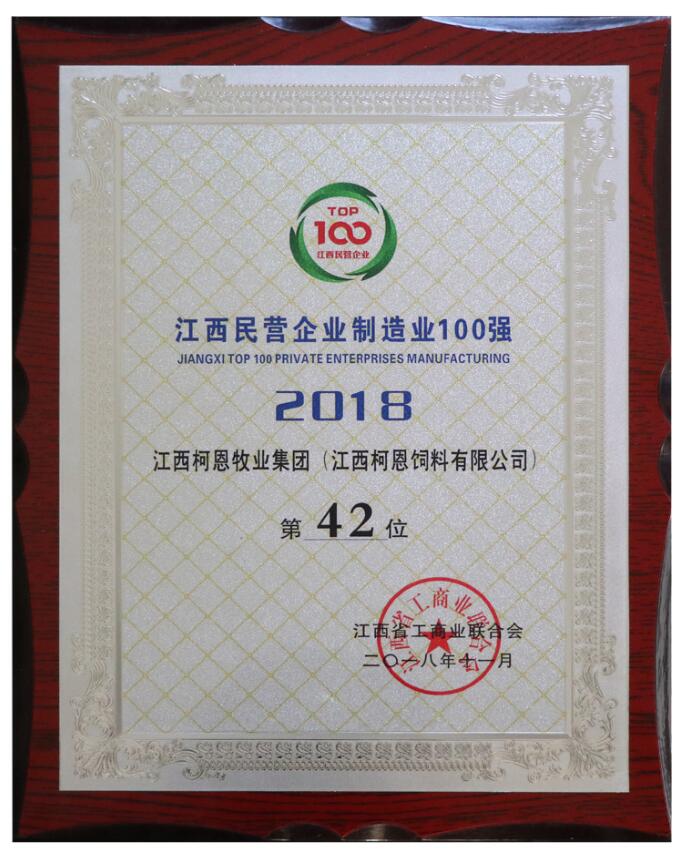2018年江西民營制造企業(yè)100強(qiáng)