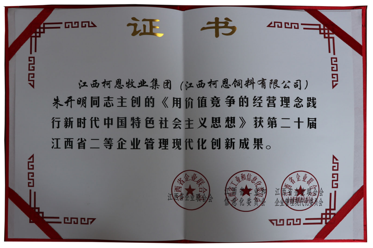 第二十屆江西省二等企業(yè)管理現(xiàn)代化創(chuàng)新成果