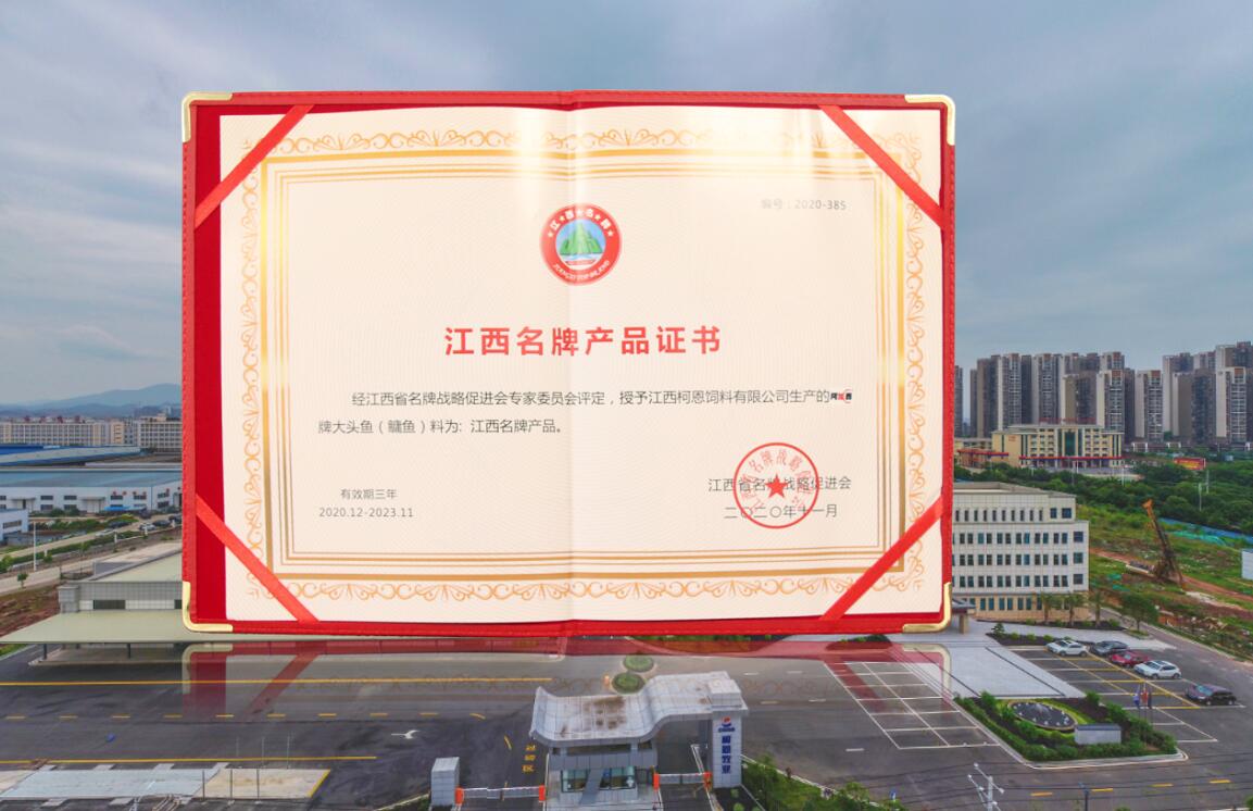 2020江西名牌產品（阿加西大頭魚料-證書）