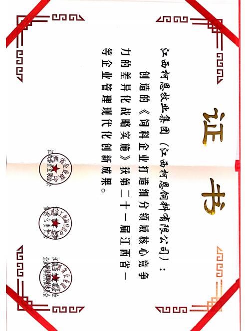 第二十一屆江西省一等企業(yè)管理現(xiàn)代化創(chuàng)新成果（集團(tuán)）